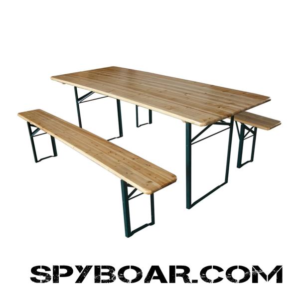 практична къмпинг маса с пейка